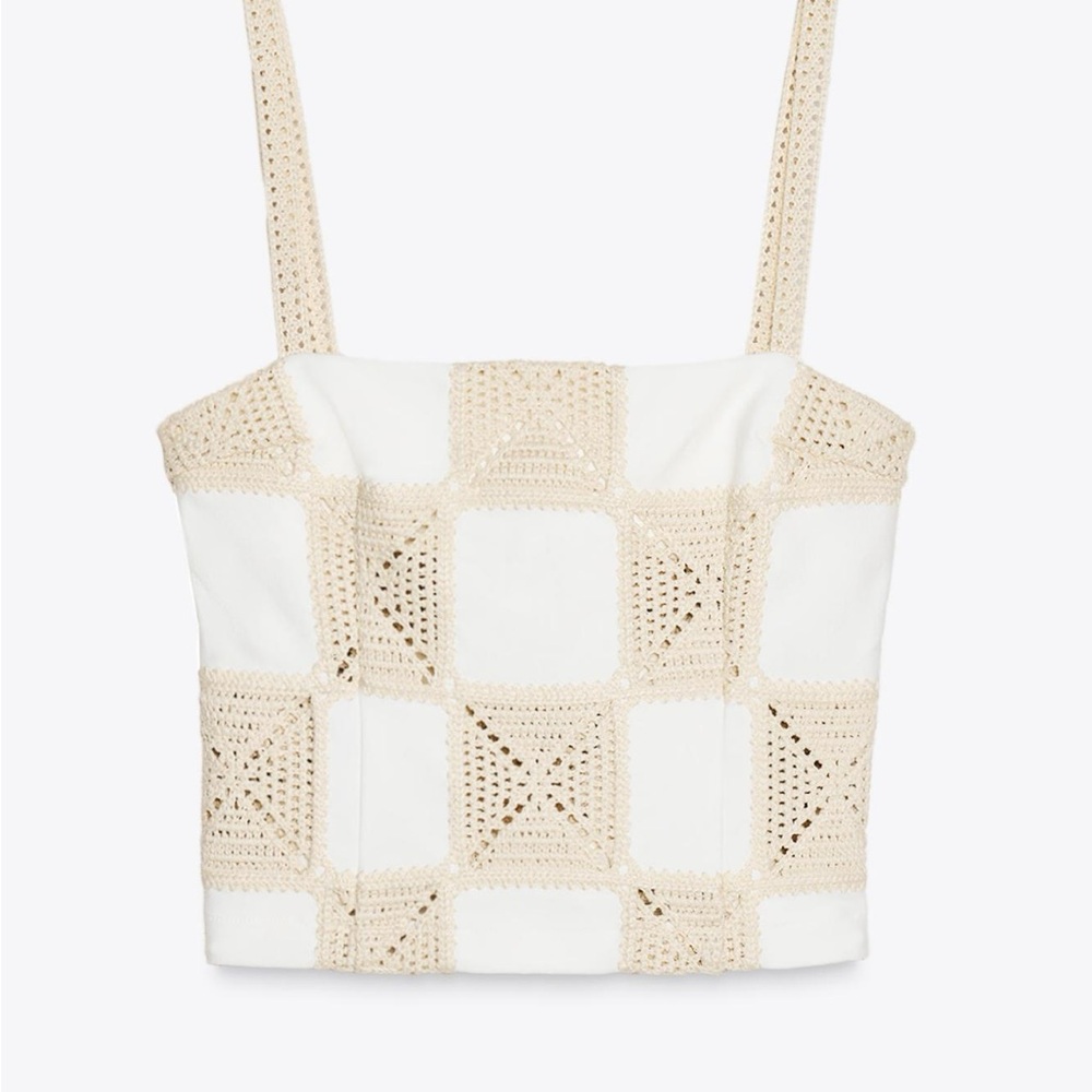 Zara Interlock Patchwork Crochet Top